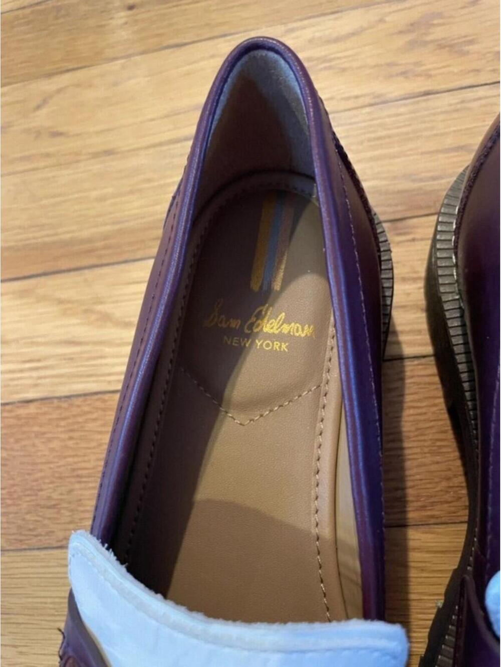 Sam Edelman Women's Laurs Lug Sole Shoe Two Tone Burgundy Cream US 7 - Picture 7 of 15